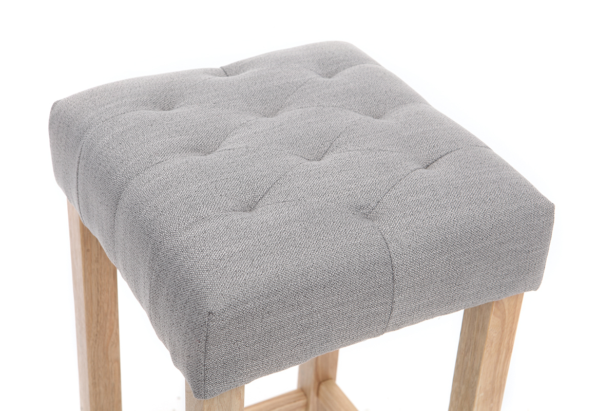 Lote de 2 taburetes de bar tejido gris claro A75cm RIVOLI