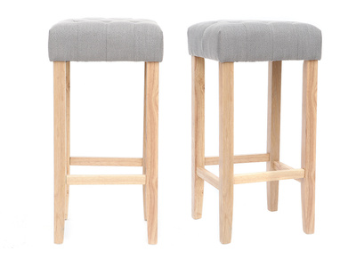 Lote de 2 taburetes de bar tejido gris claro A75cm RIVOLI