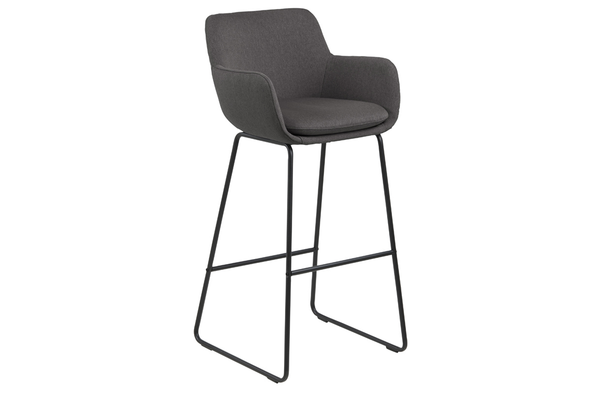 Lote de 2 taburetes de bar tejido gris oscuro A75cm AMICA