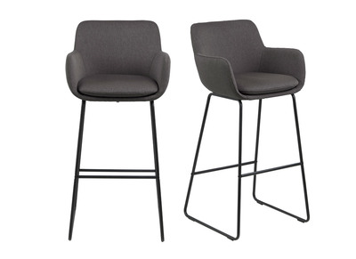 Lote de 2 taburetes de bar tejido gris oscuro A75cm AMICA