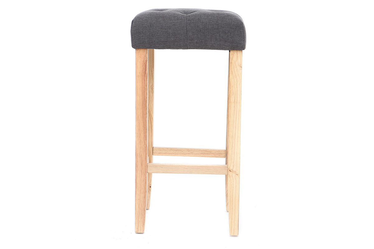 Lote de 2 taburetes de bar tejido gris oscuro A75cm RIVOLI