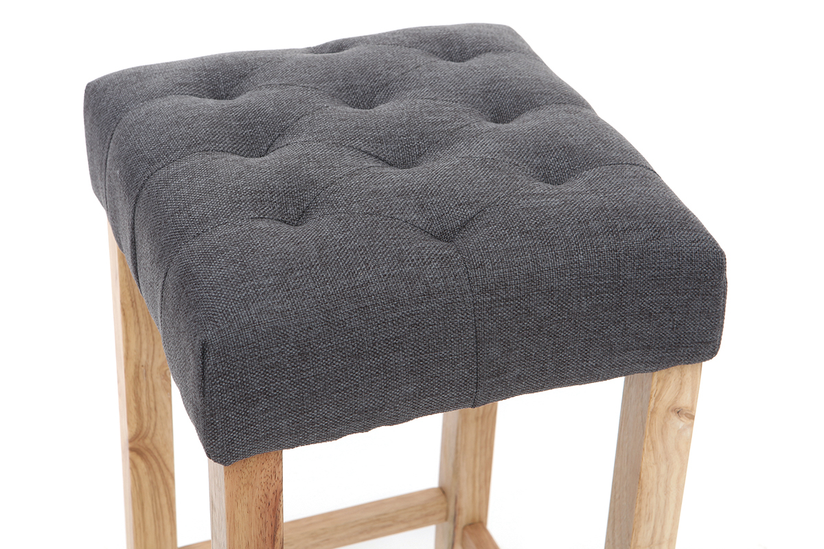 Lote de 2 taburetes de bar tejido gris oscuro A75cm RIVOLI