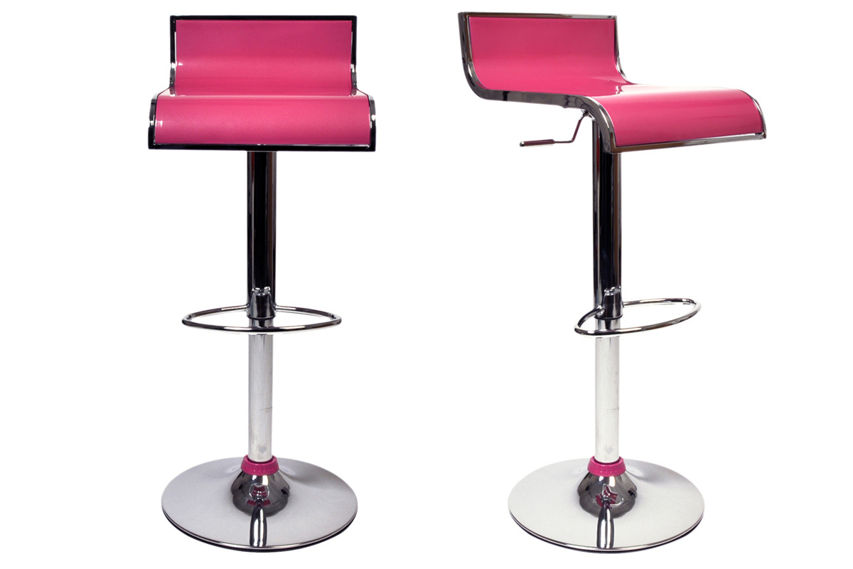Lote de 2 taburetes de bar WAVES color rosa