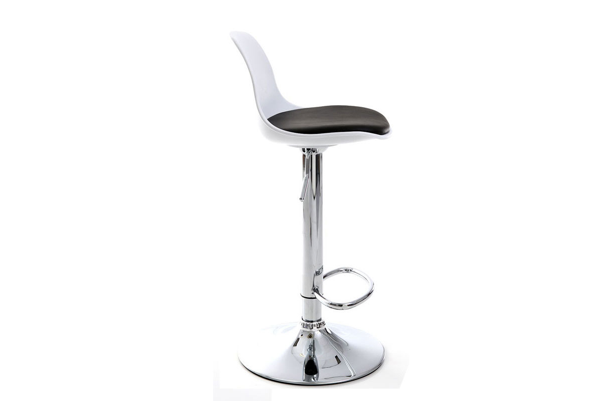Lote de 2 taburetes de diseño blanco y negro STEEVY