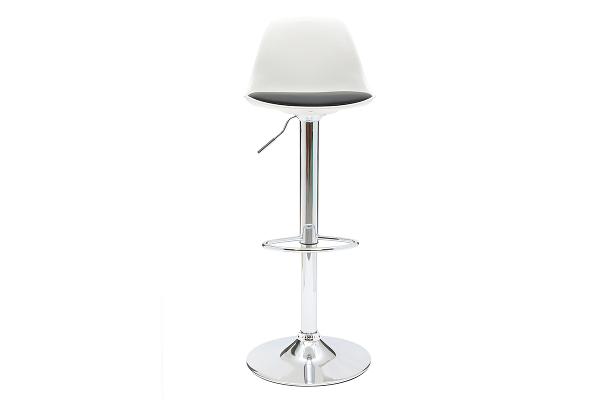 Lote de 2 taburetes de diseño blanco y negro STEEVY
