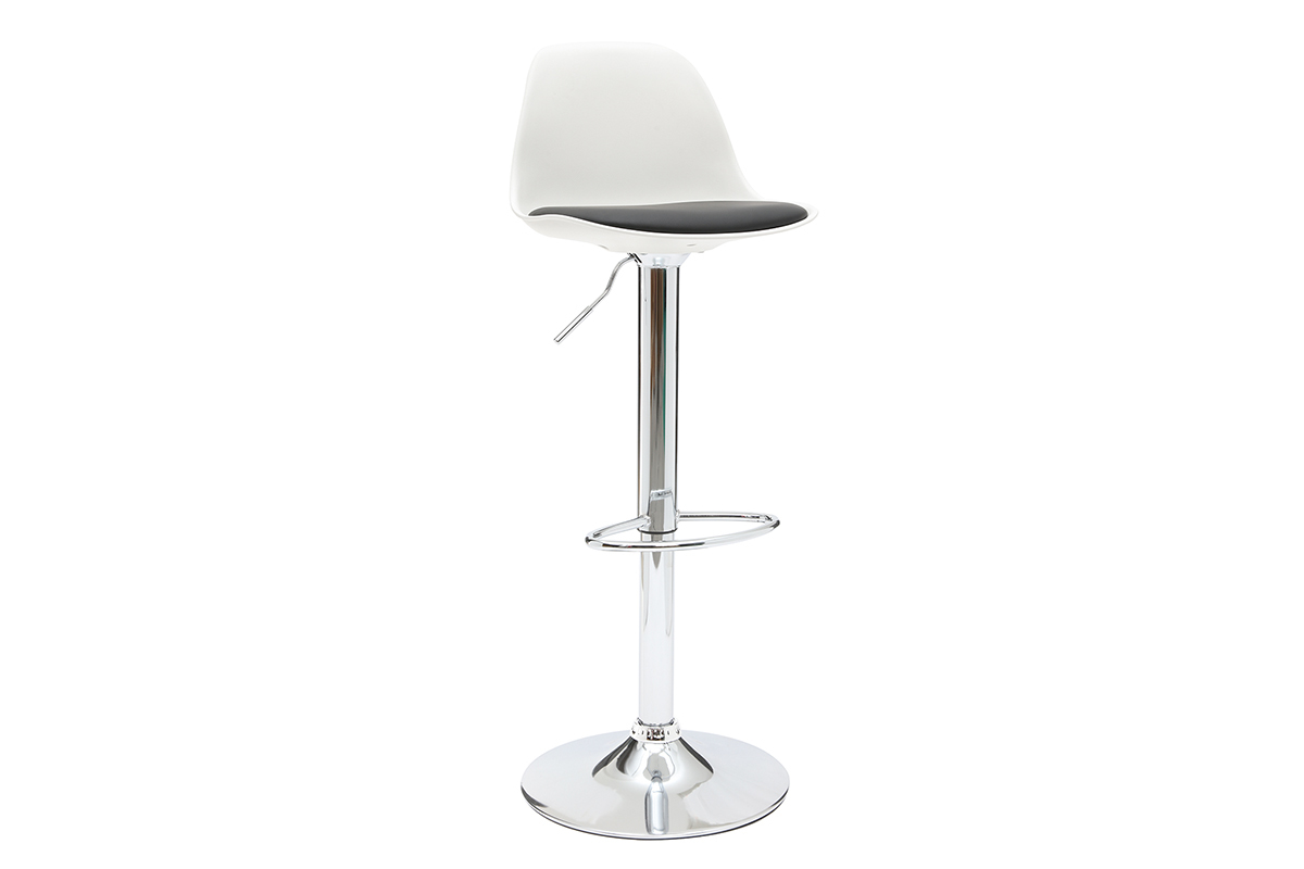Lote de 2 taburetes de diseño blanco y negro STEEVY