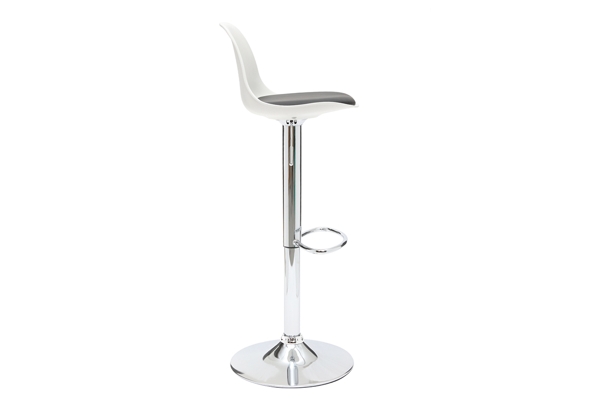 Lote de 2 taburetes de diseño blanco y negro STEEVY