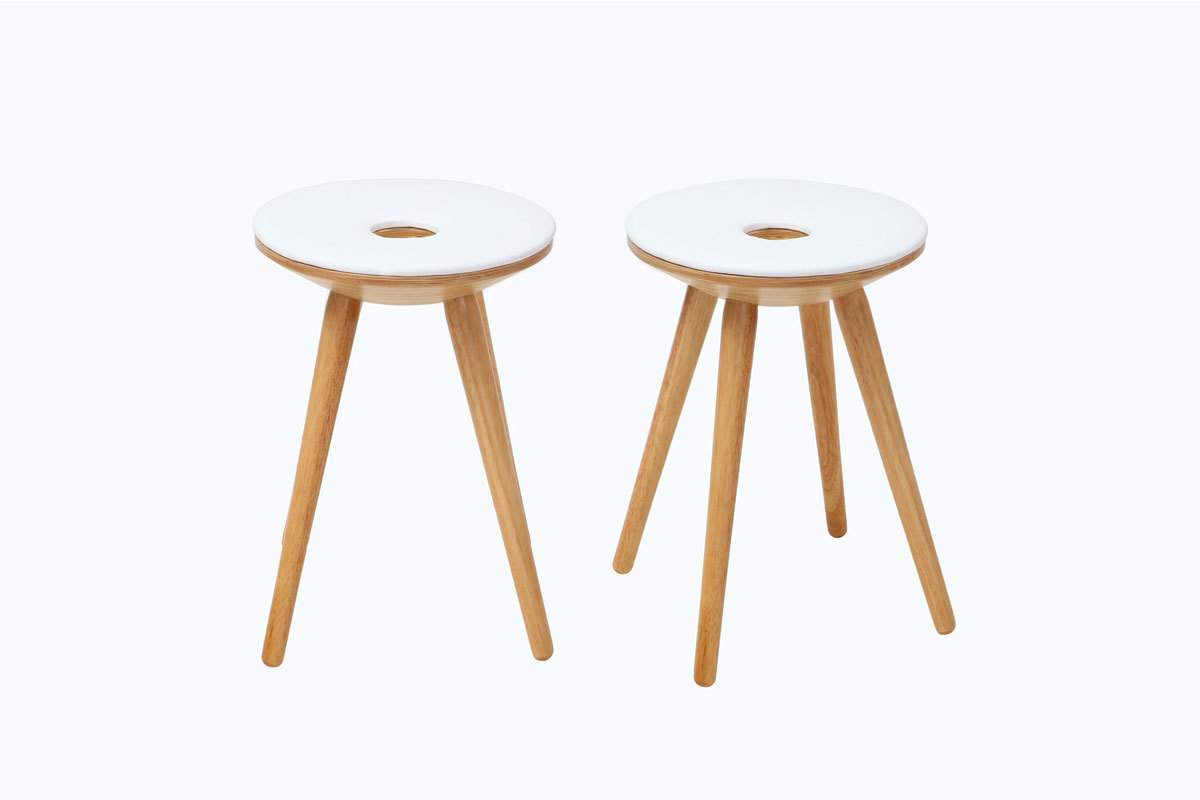 Lote de 2 taburetes diseo madera natural y blanco NORDECO