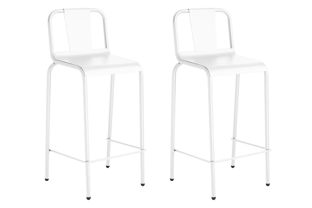 Lote de 2 taburetes exterior aluminio blanco 76cm RHODES