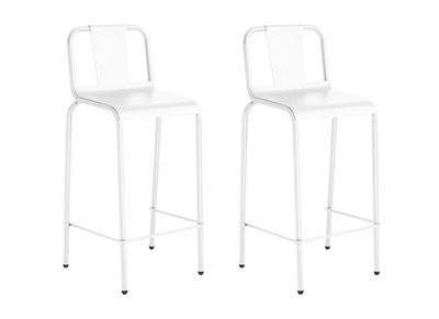 Lote de 2 taburetes exterior aluminio blanco 76cm RHODES