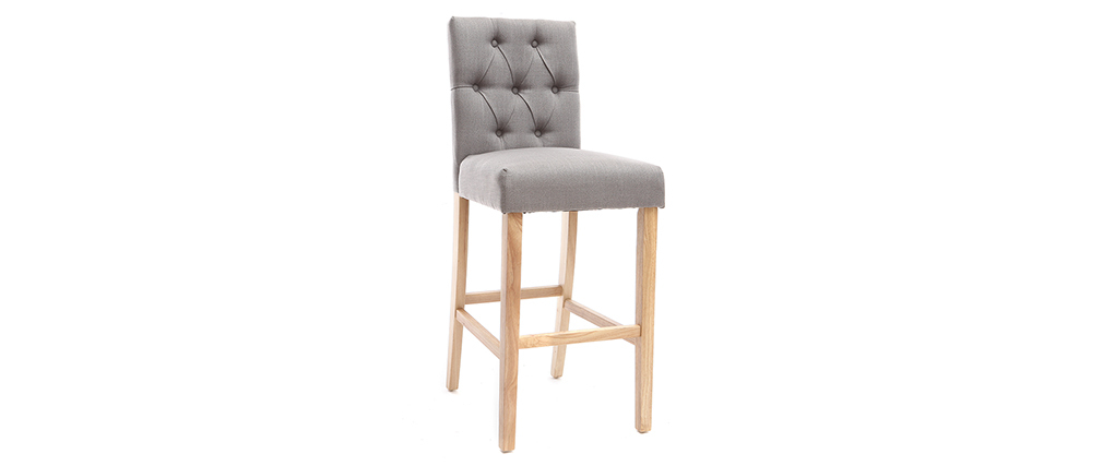 Lote de 2 taburetes/sillas de bar tejido gris claro A75cm RIVOLI