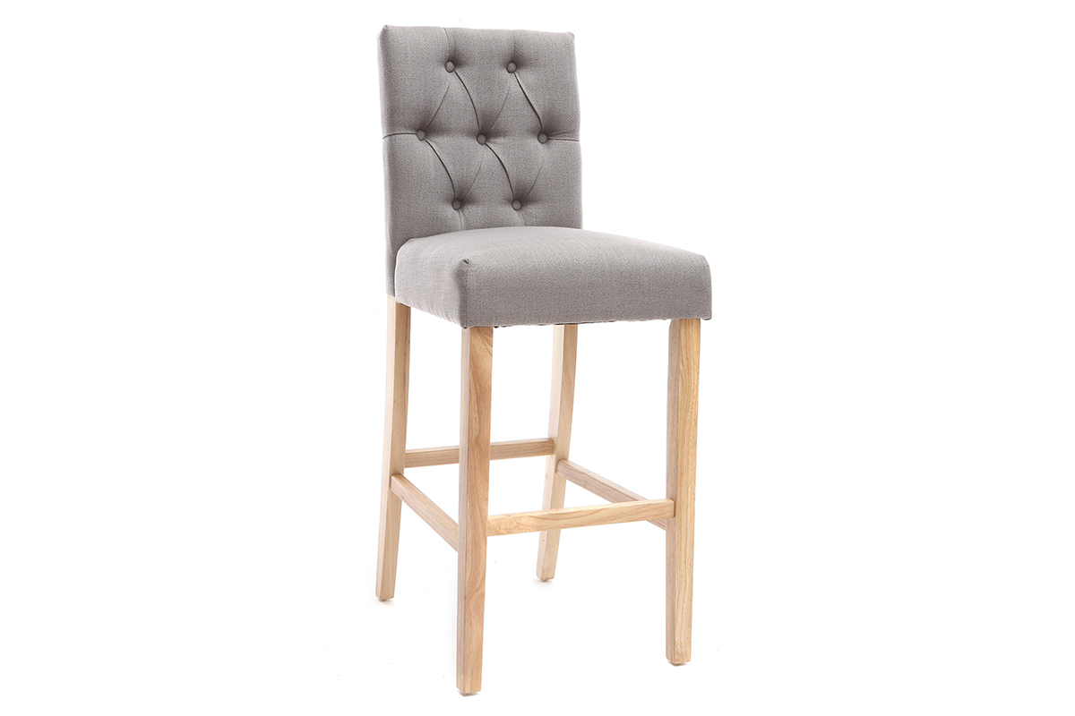 Lote de 2 taburetes/sillas de bar tejido gris claro A75cm RIVOLI