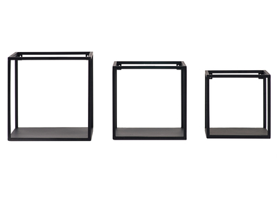 Lote de 3 estanter&iacute;as de pared cuadradas industrial metal negro KARL