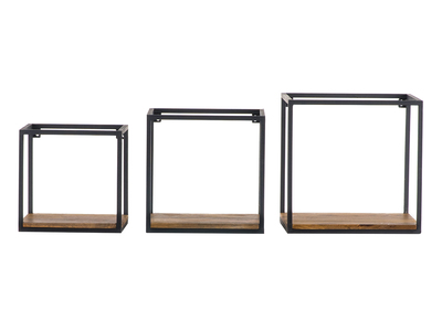 Lote de 3 estanterías de pared metal negro y mango cuadradas YPSTER