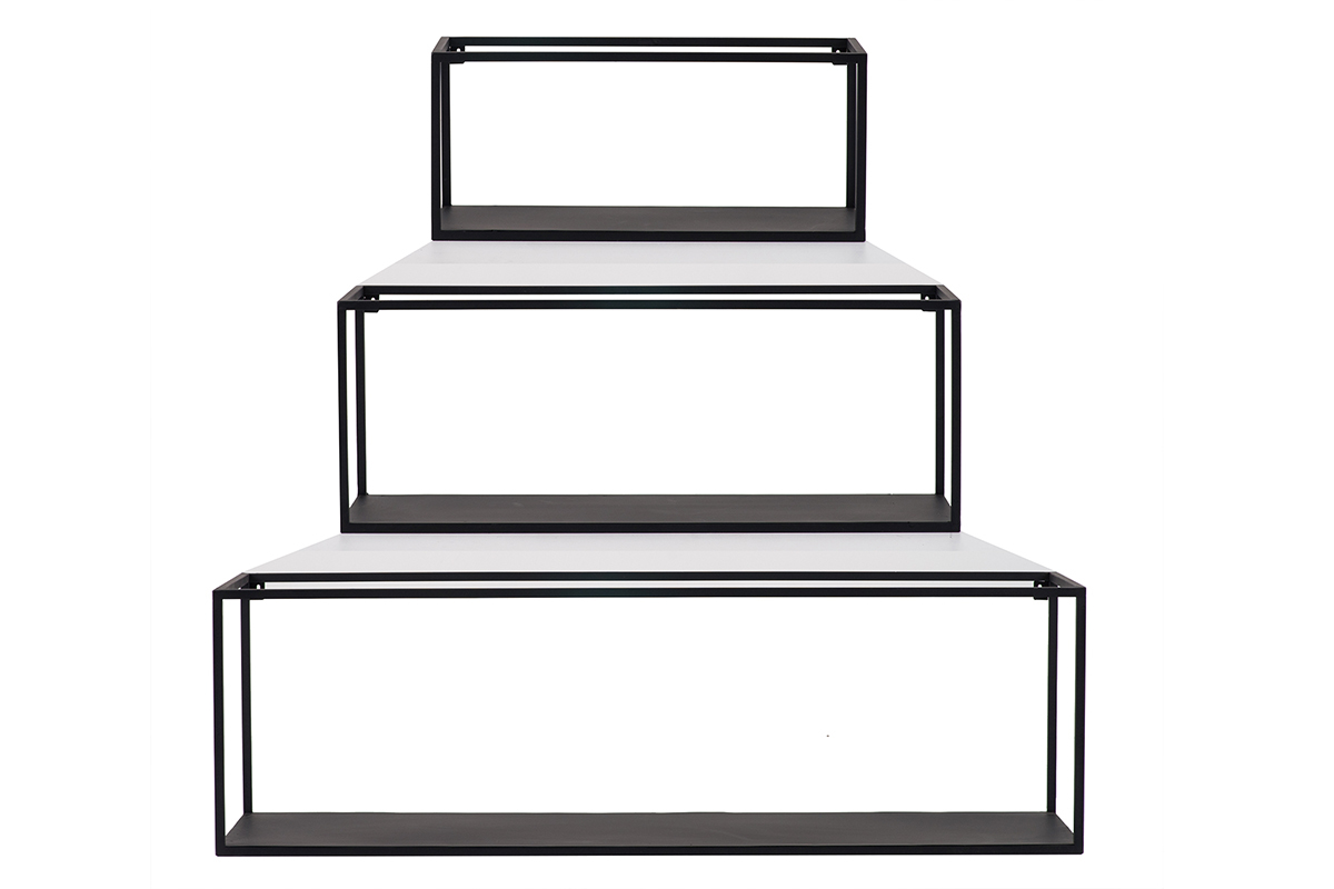 Lote de 3 estanteras de pared rectangulares metal negro KARL