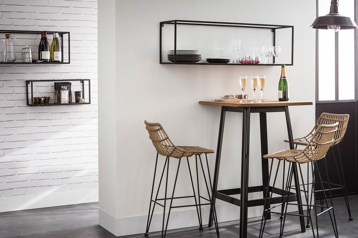 Lote de 3 estanteras de pared rectangulares metal negro KARL
