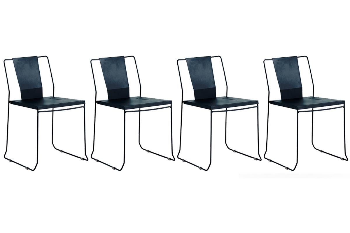 Lote de 4 sillas de exterior diseo metal negro TENERIFE