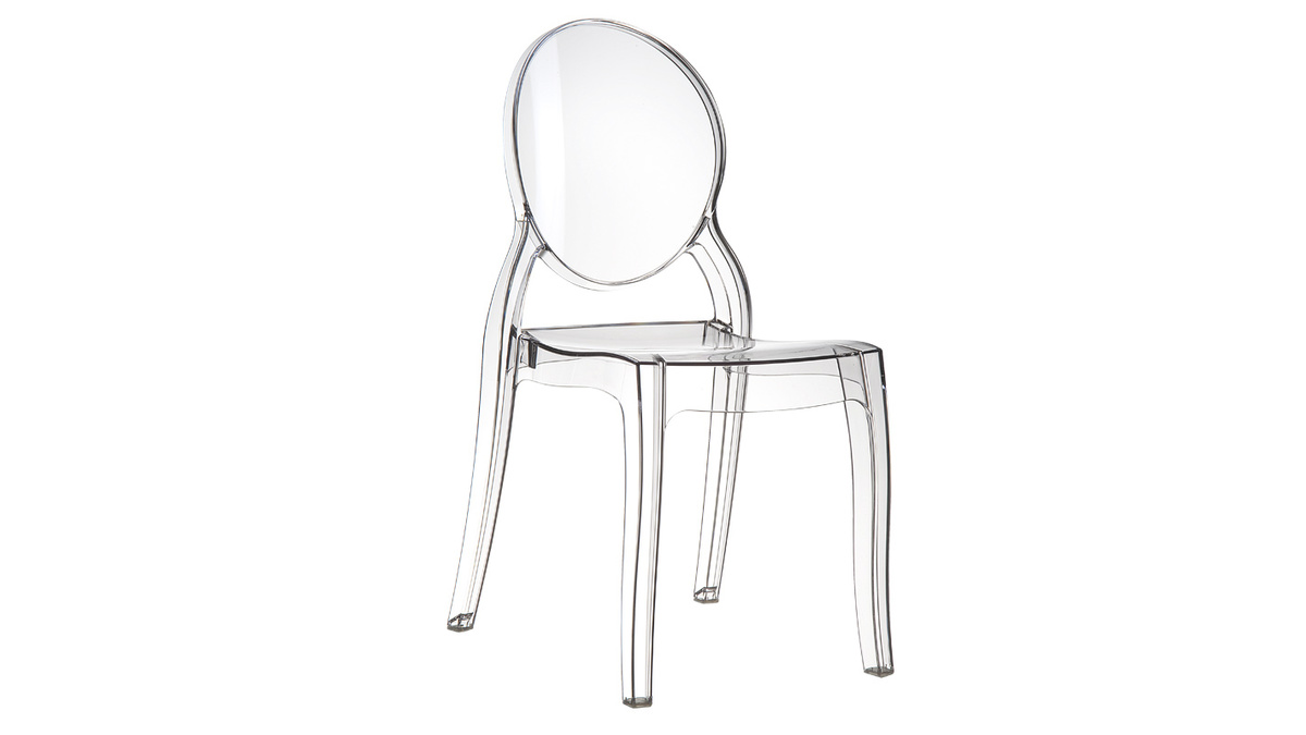 Lote de 4 sillas diseo medalln transparente interior/exterior LOUISON