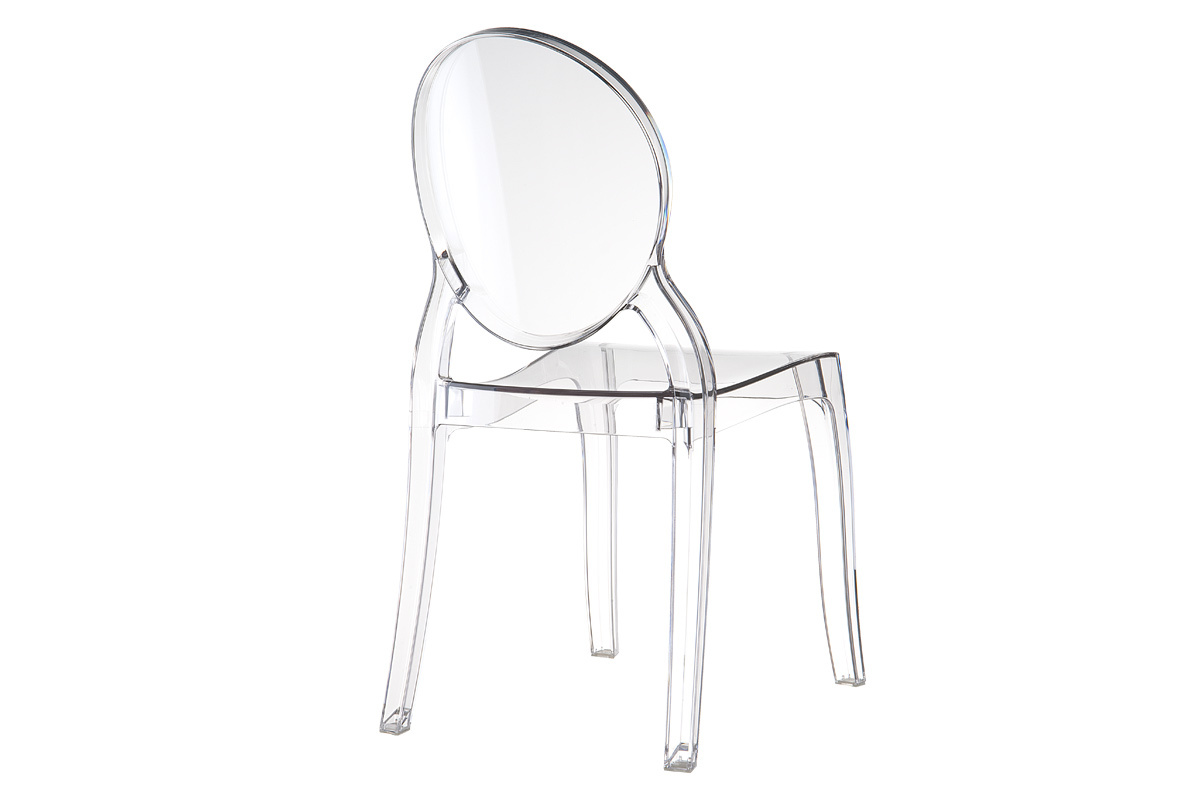 Lote de 4 sillas diseo medalln transparente interior/exterior LOUISON