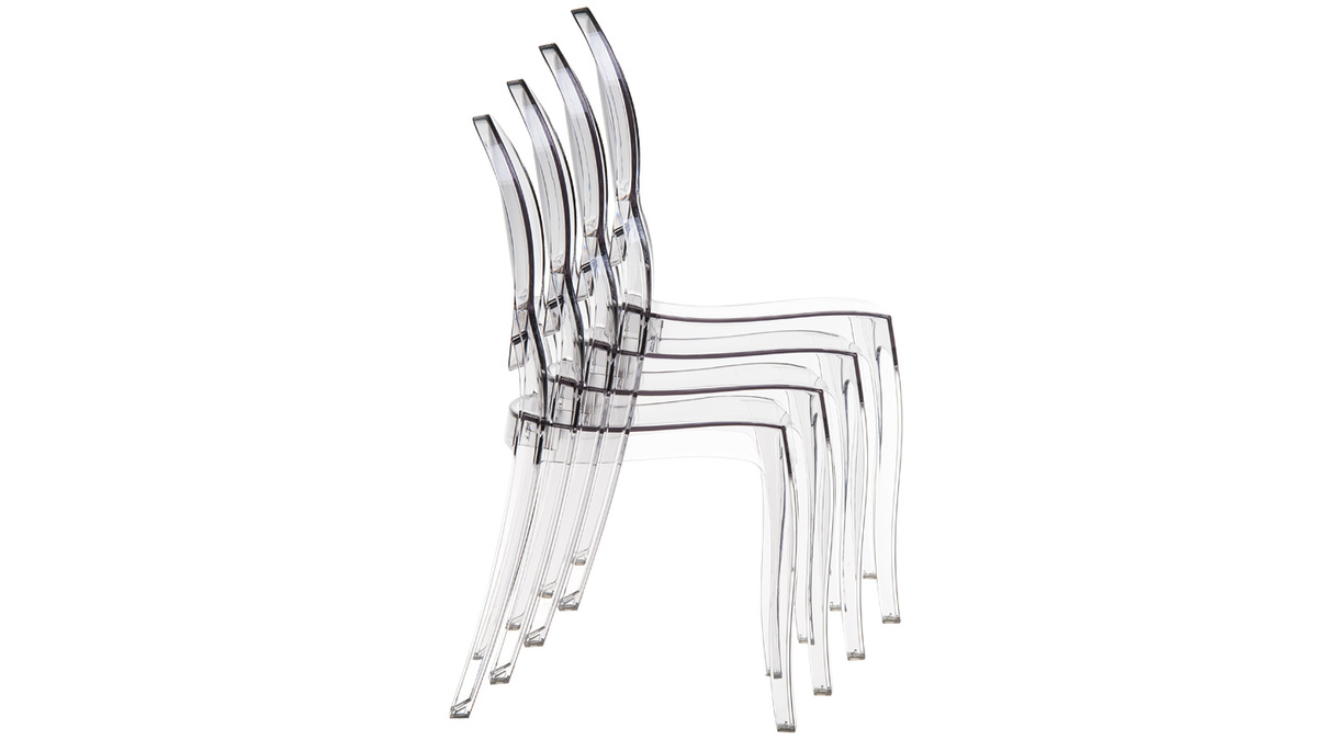 Lote de 4 sillas diseo medalln transparente interior/exterior LOUISON