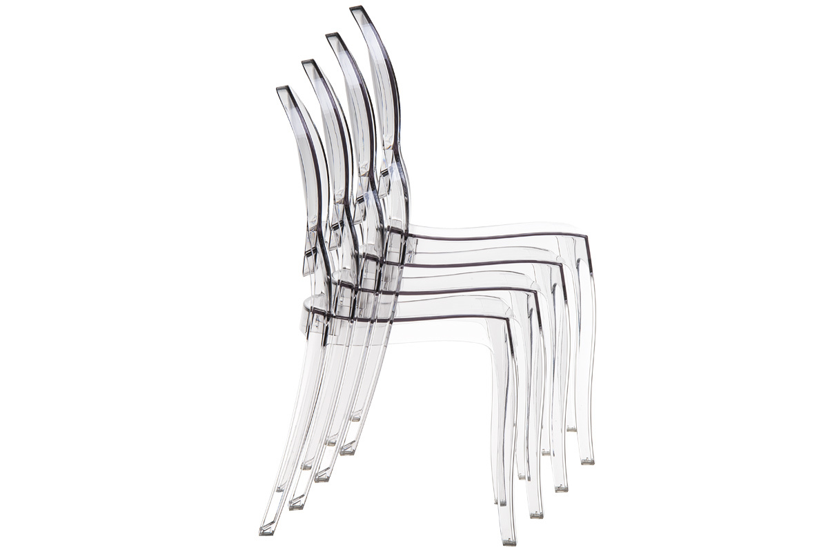 Lote de 4 sillas diseo medalln transparente interior/exterior LOUISON