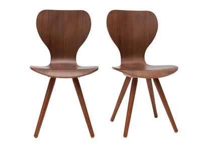 Lote de dos sillas estilo escandinavo en nogal natural NORDECO