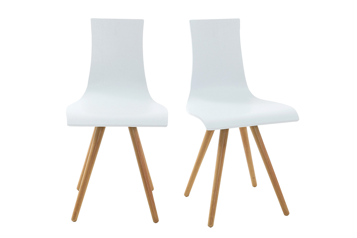 Lote de dos sillas madera, asiento blanco - BALTIK