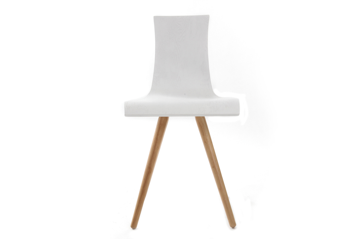 Lote de dos sillas madera, asiento blanco - BALTIK