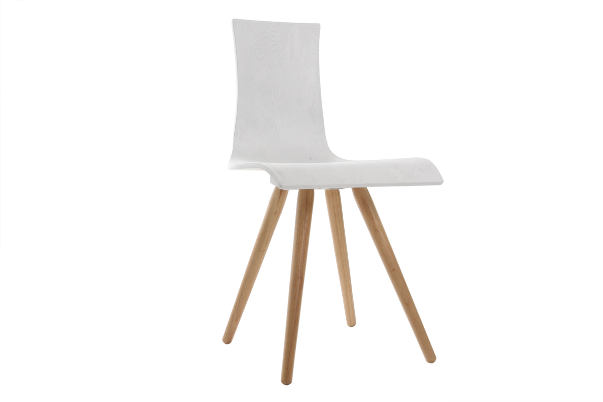 Lote de dos sillas madera, asiento blanco - BALTIK