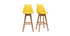 Lote de dos taburetes de bar diseño amarillo y madera 65cm PAULINE