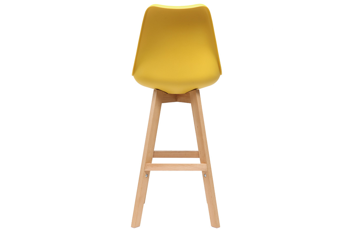 Lote de dos taburetes de bar diseo amarillo y madera 65cm PAULINE