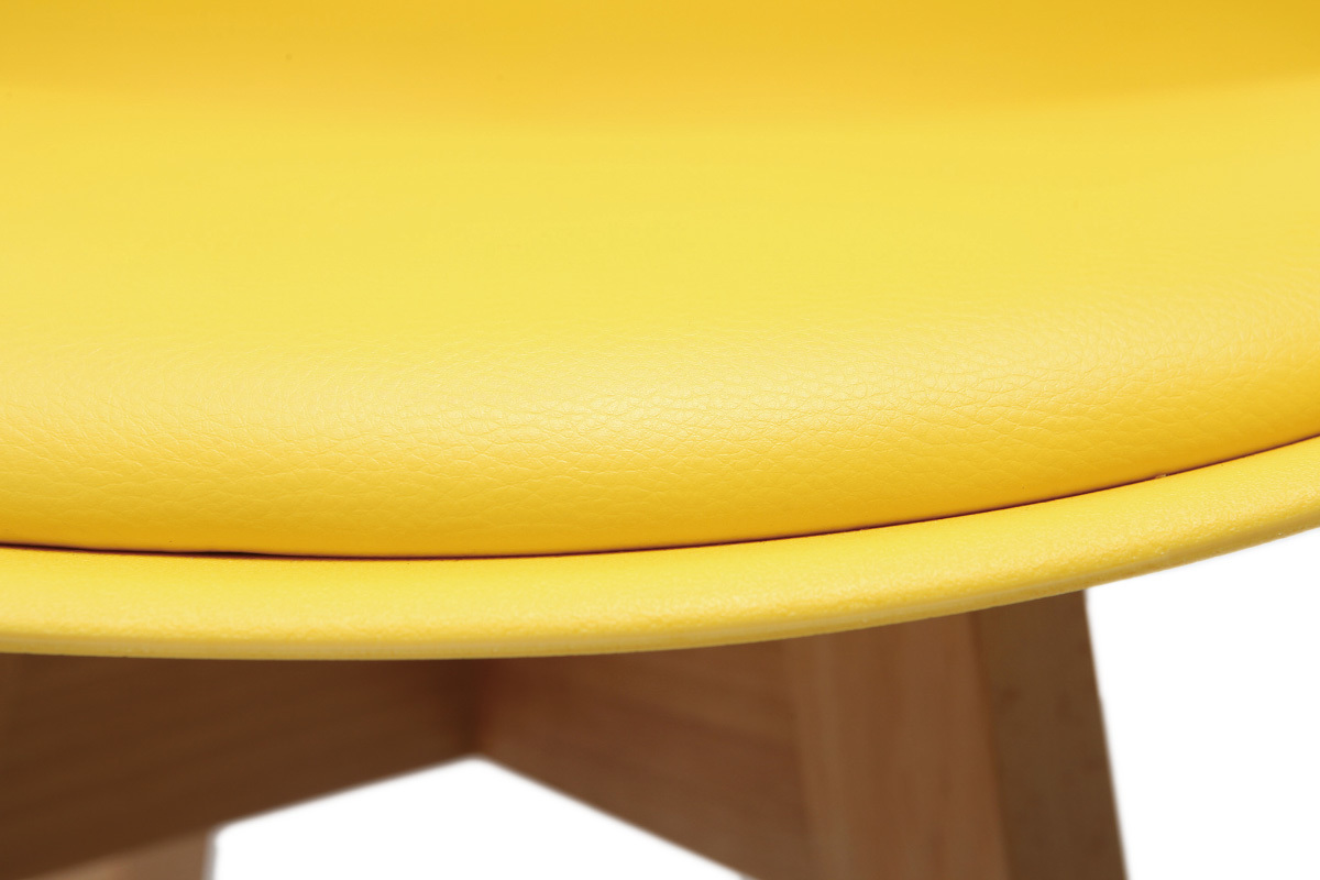 Lote de dos taburetes de bar diseo amarillo y madera 65cm PAULINE