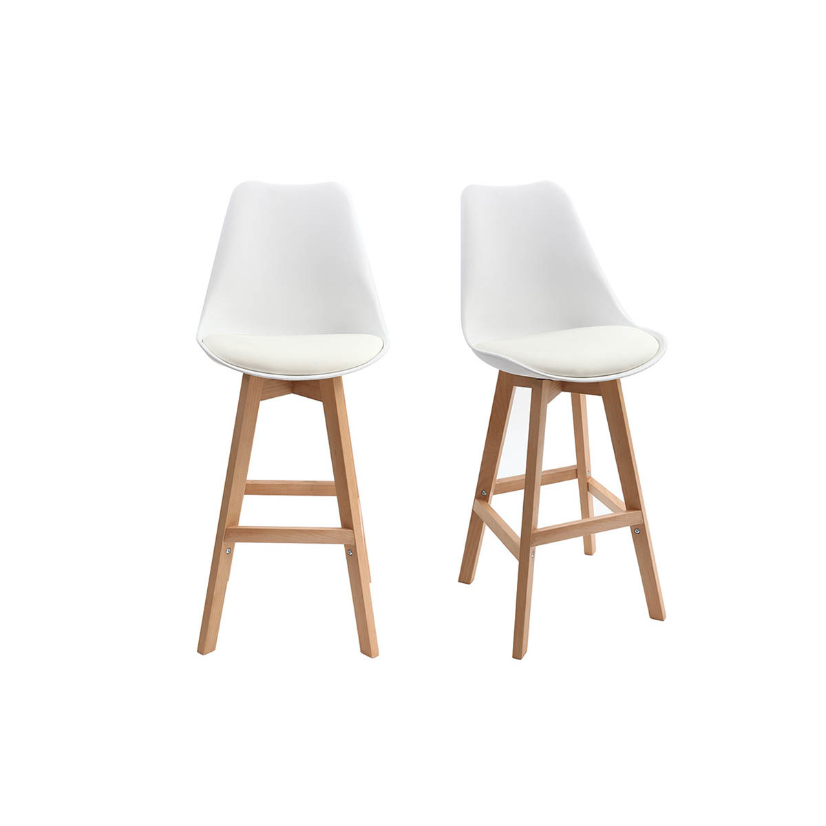 Lote de dos taburetes de bar diseño blancos 65cm PAULINE