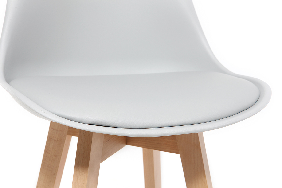 Lote de dos taburetes de bar diseo blancos y madera 65cm PAULINE