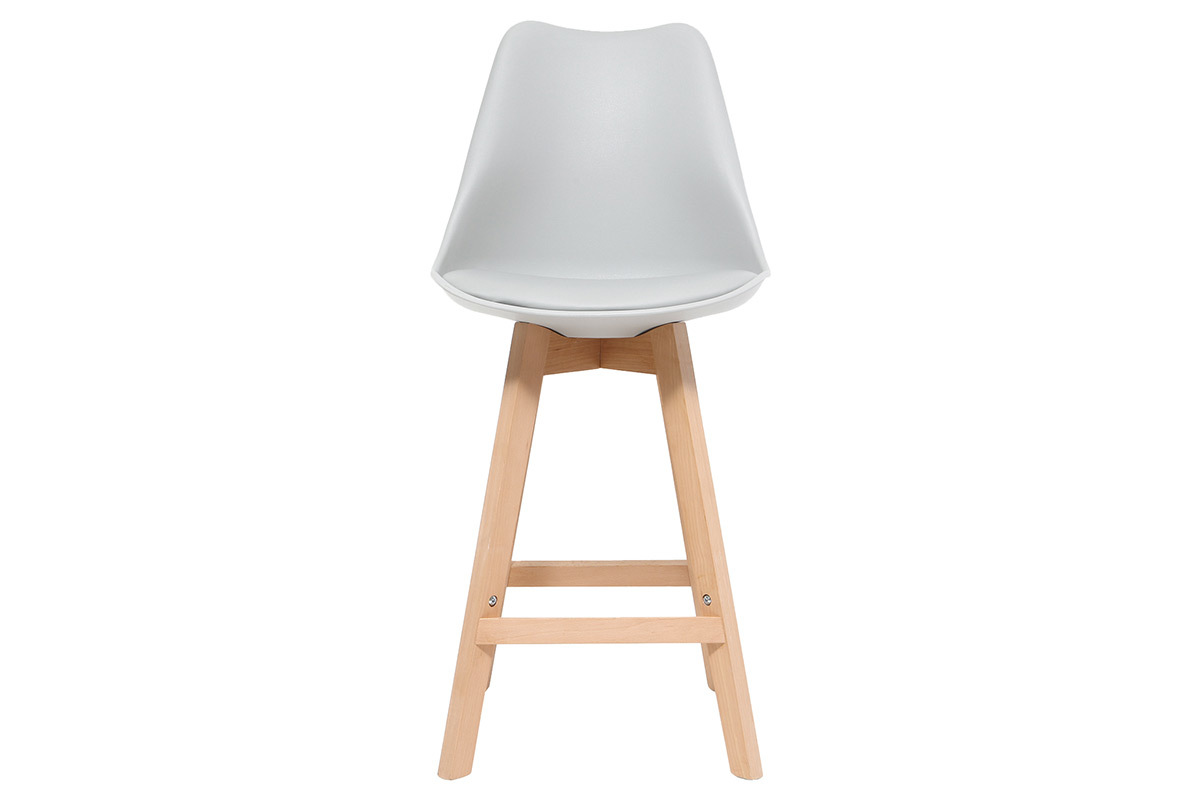 Lote de dos taburetes de bar diseo blancos y madera 65cm PAULINE