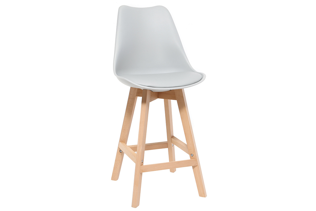 Lote de dos taburetes de bar diseo blancos y madera 65cm PAULINE