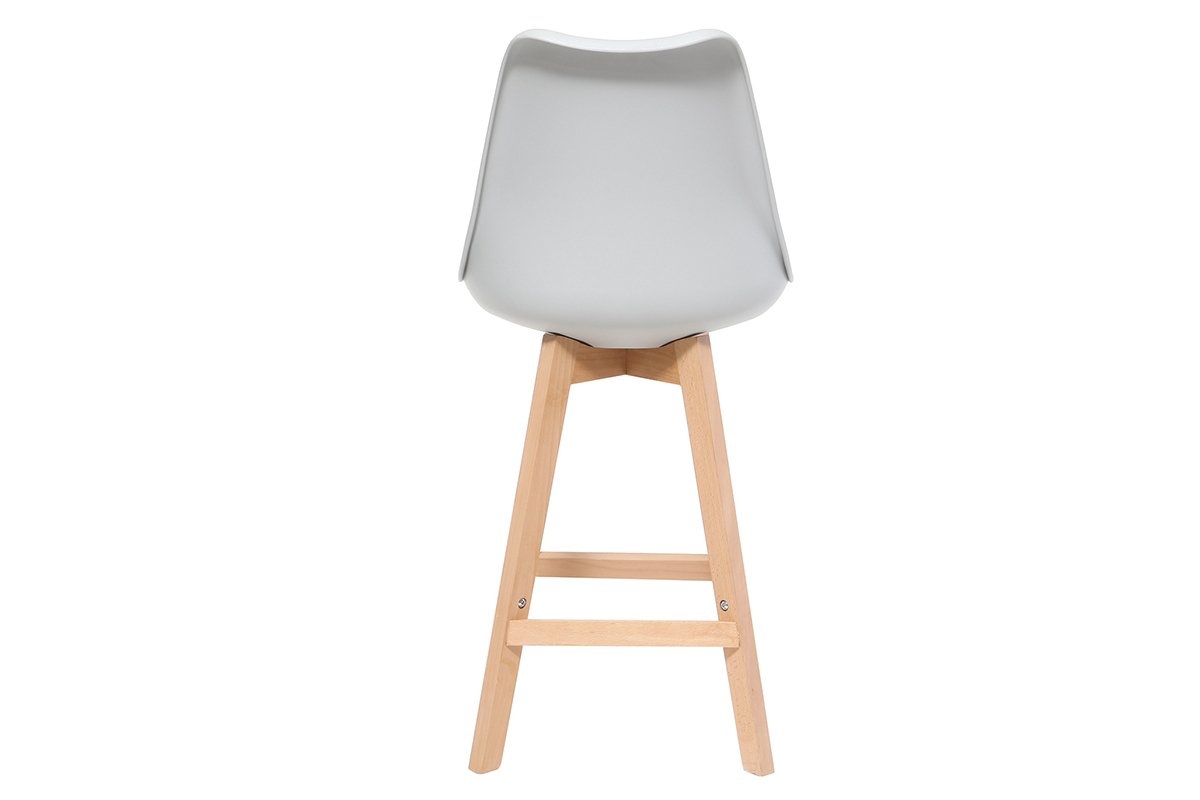 Lote de dos taburetes de bar diseo blancos y madera 65cm PAULINE