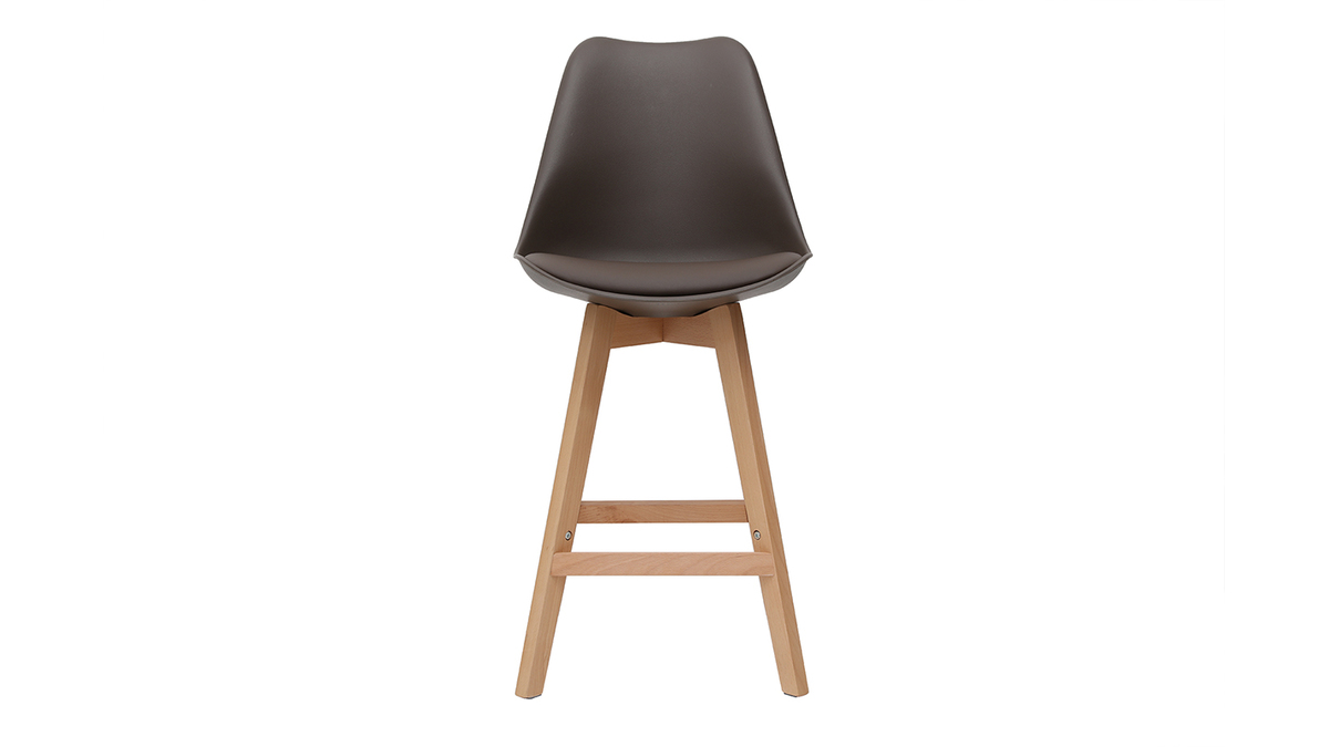 Lote de dos taburetes de bar diseo chocolate y madera 65cm PAULINE