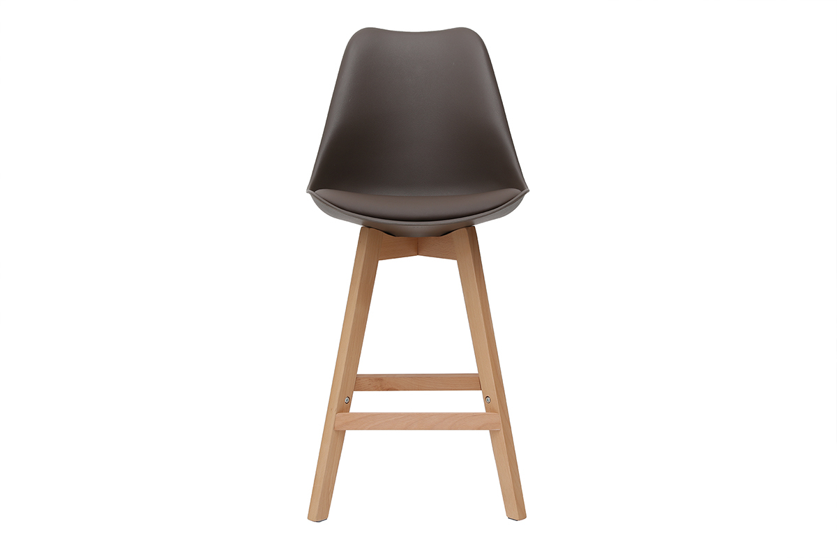 Lote de dos taburetes de bar diseo chocolate y madera 65cm PAULINE