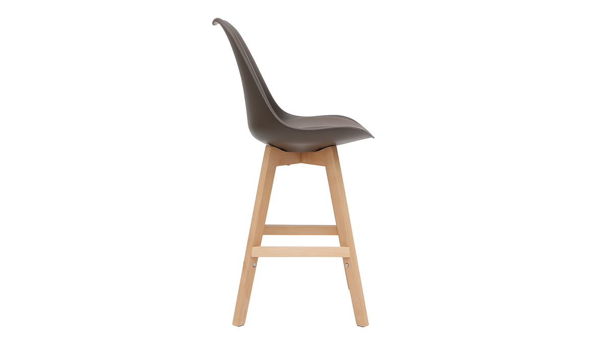 Lote de dos taburetes de bar diseo chocolate y madera 65cm PAULINE