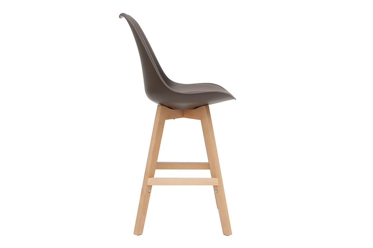 Lote de dos taburetes de bar diseo chocolate y madera 65cm PAULINE