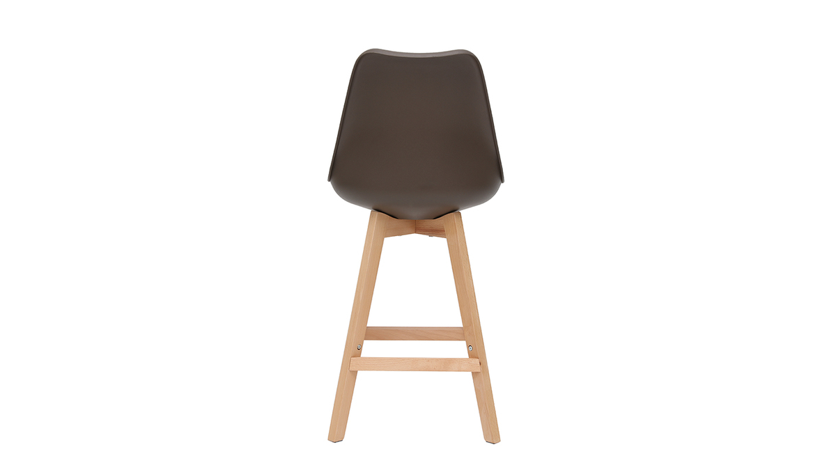 Lote de dos taburetes de bar diseo chocolate y madera 65cm PAULINE