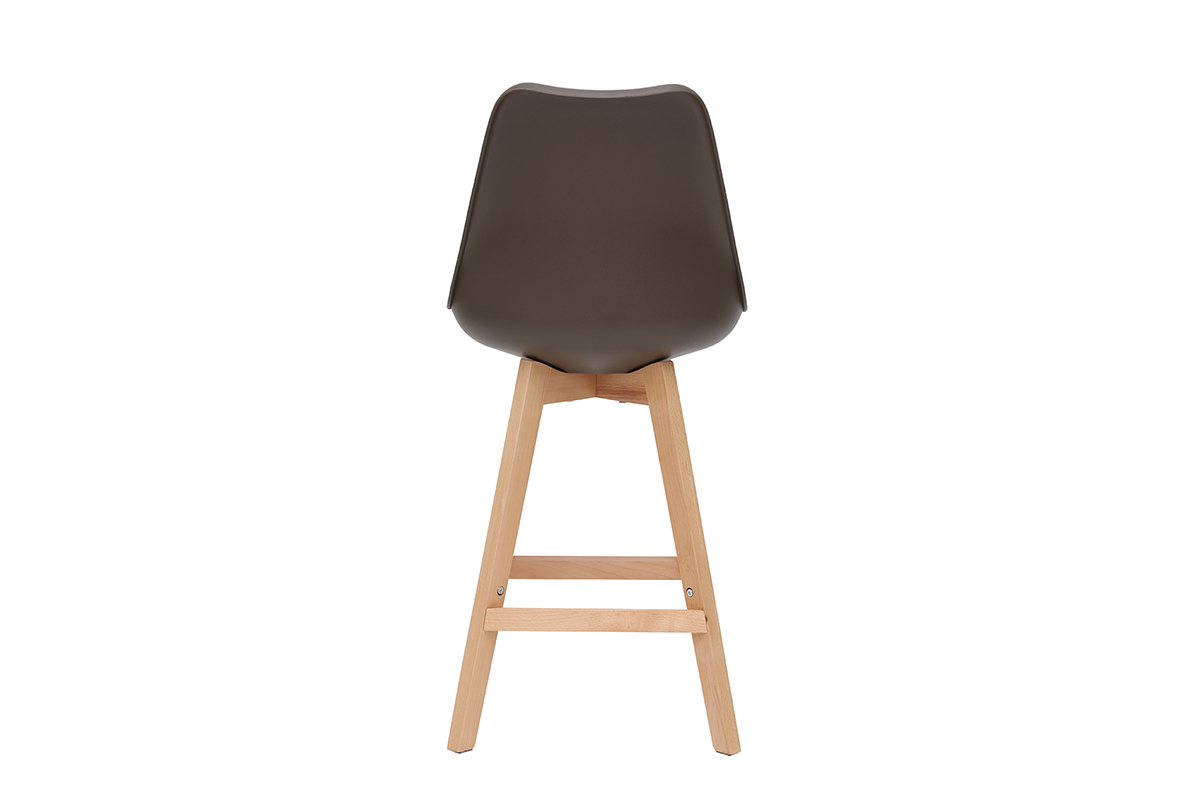 Lote de dos taburetes de bar diseo chocolate y madera 65cm PAULINE