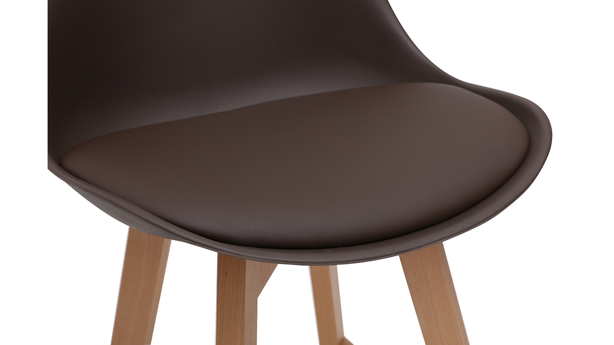 Lote de dos taburetes de bar diseo chocolate y madera 65cm PAULINE