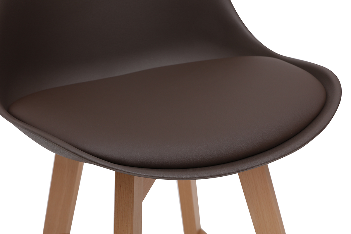 Lote de dos taburetes de bar diseo chocolate y madera 65cm PAULINE