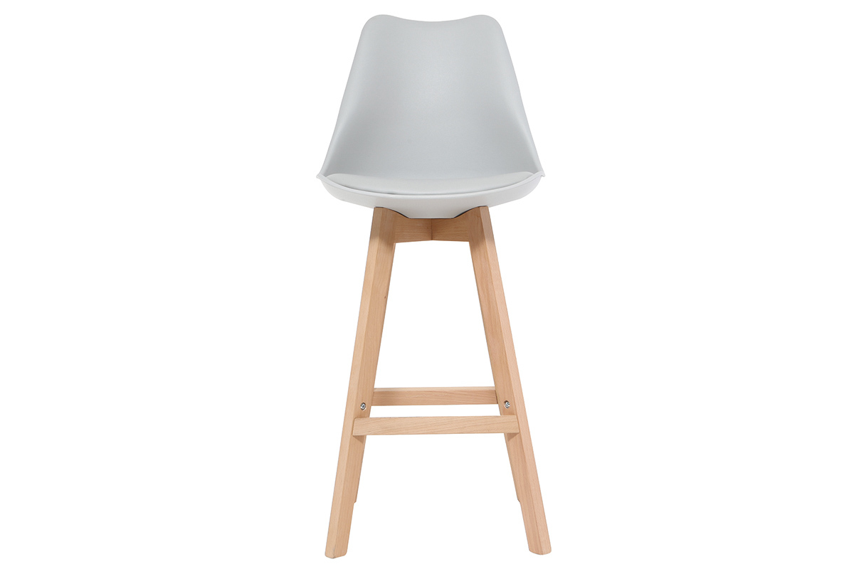 Lote de dos taburetes de bar diseo gris claro y madera 75cm PAULINE