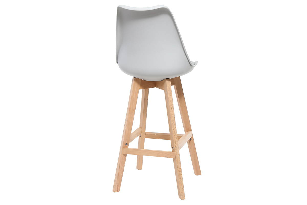 Lote de dos taburetes de bar diseo gris claro y madera 75cm PAULINE