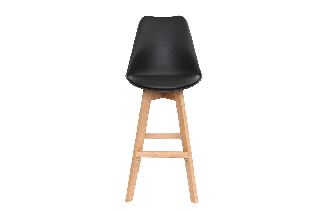 Lote de dos taburetes de bar diseo negro 65cm PAULINE