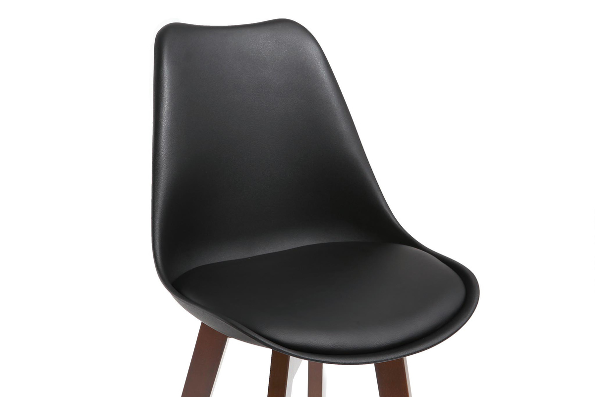 Lote de dos taburetes de bar vintage negro y nogal 65cm PAULINE