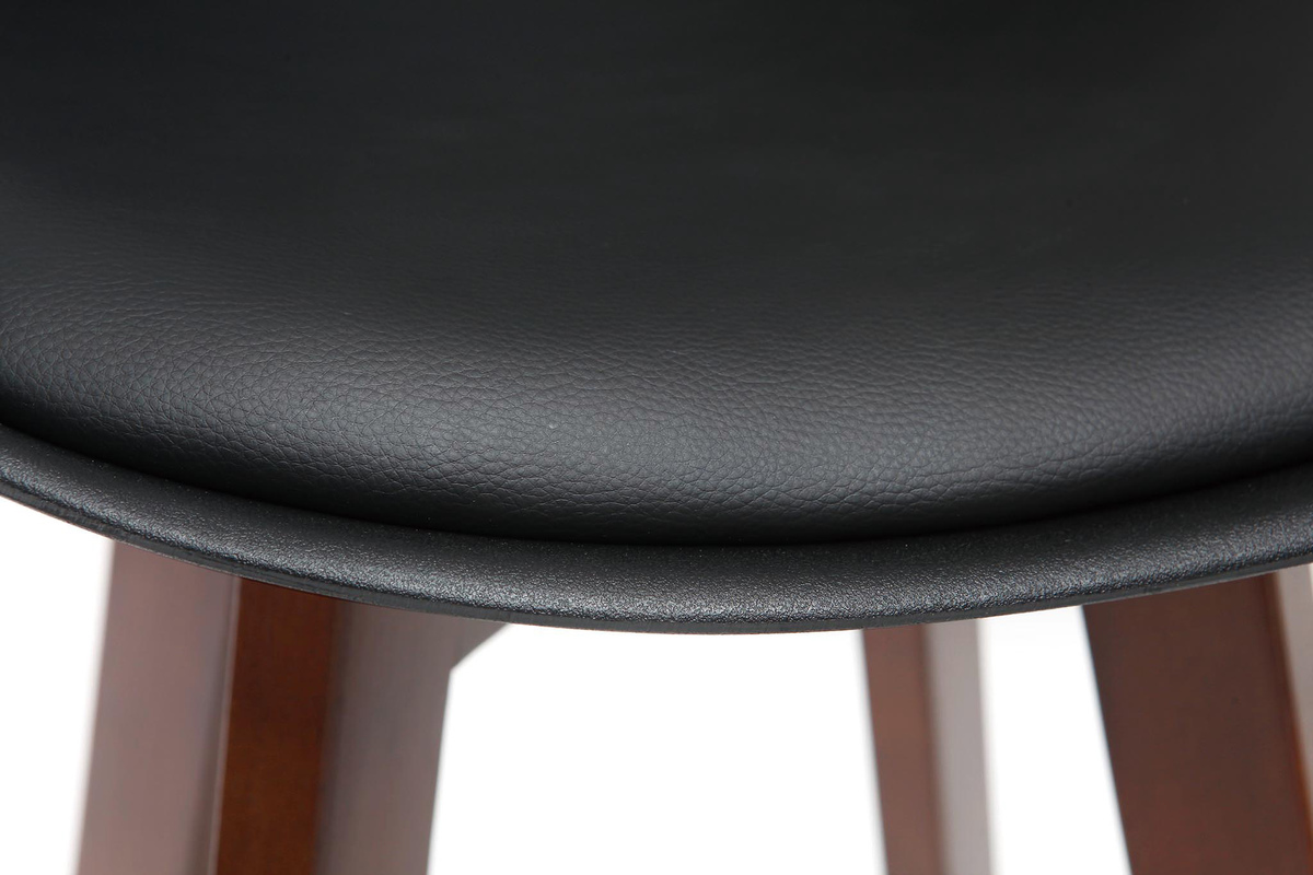 Lote de dos taburetes de bar vintage negro y nogal 65cm PAULINE